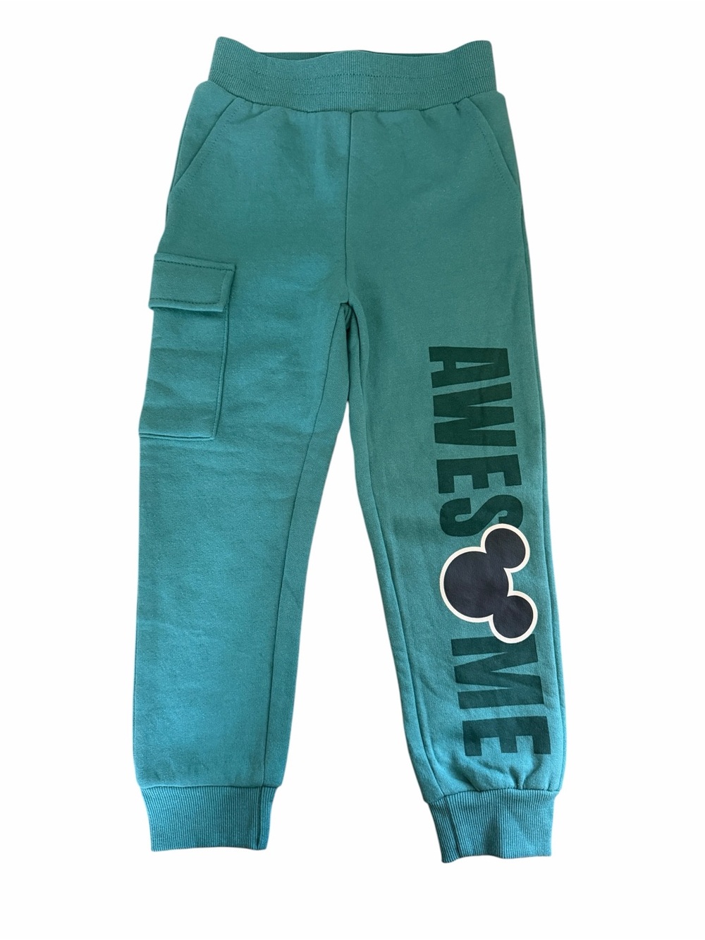 Disney Mickey Mouse Toddler Jogger Sweatpants 4T Green Cargo Pocket